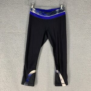 Lululemon Run Tight Inspire Crop Pant 6 Zipper Pocket Blue Black Watercolor